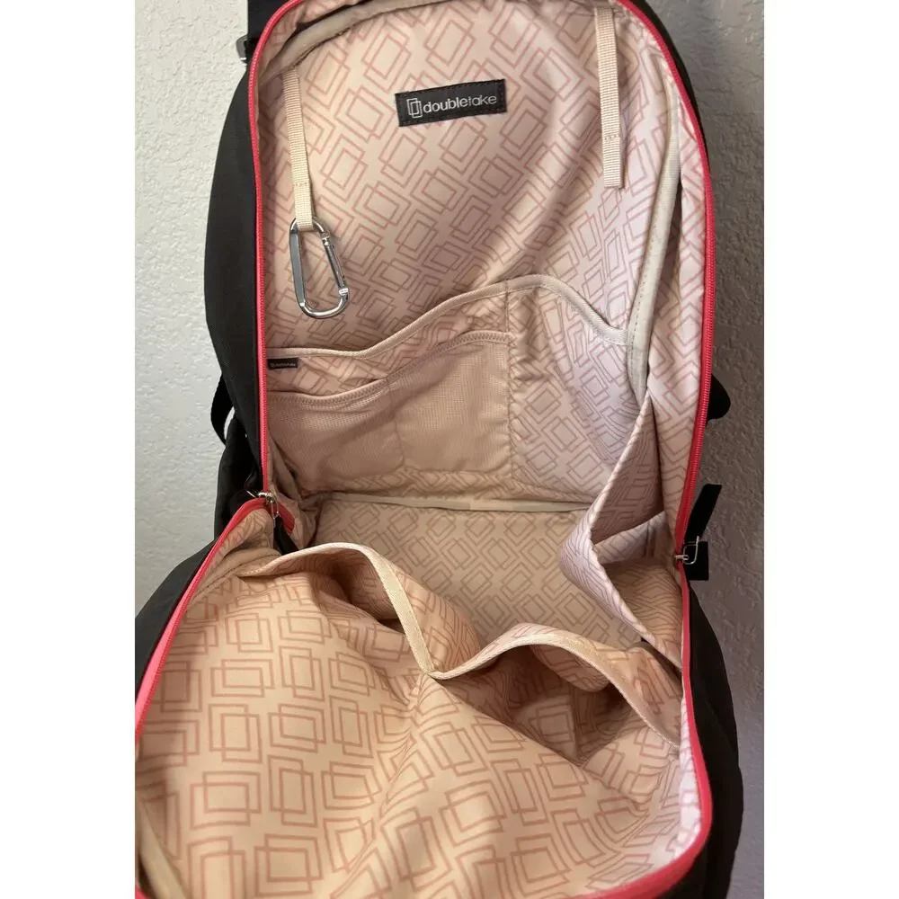 Doubletake Convertible Backpack Tennis Bag Black Pink Trim NWT